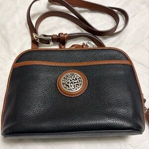 BRIGHTON Black and Brown Leather Crossbody Bag SHELBY CONTEMPORARY